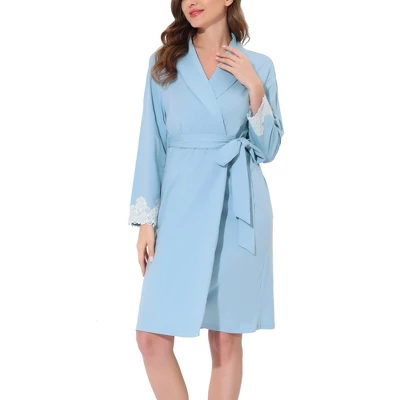 Cheibear Womens Robe Knit Lace Trim Lounge Sleepwear Long Sleeve Bathrobe 7 Cheibear Womens Robe Knit Lace Trim Lounge Sleepwear Long Sleeve Bathrobe - Image 5