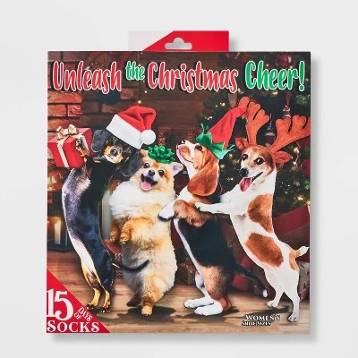 Women's Holiday Dogs 15 Days Of Socks Advent Calendar - Assorted Colors 4-10 3 Women's Holiday Dogs 15 Days Of Socks Advent Calendar - Assorted Colors 4-10