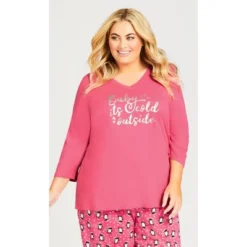 Women's Plus Size Cold Outside Sleep Top - Pink | AVENUE -Women Store GUEST 2de27858 d081 4908 a59d db9ff203326d
