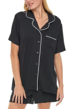 Womens Soft Knit Jersey Pajamas Lounge Set, Short Sleeve Top And Shorts With Pockets -Women Store GUEST 30fa0407 7b9a 4468 bd85 b842056eddce