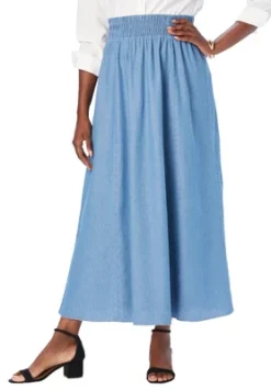 Jessica London Women’s Plus Size Chambray Maxi Skirt -Women Store GUEST 311e3934 1c38 47c2 8681 8b0d95b69fed