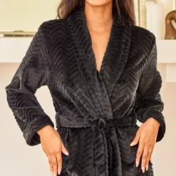 Women's Warm Soft Plush Fleece Bathrobe, Knee Length Robe, Chevrons 17 Women's Warm Soft Plush Fleece Bathrobe, Knee Length Robe, Chevrons -Women Store GUEST 315e9a2c 5f67 41bc 902c c167519e7967