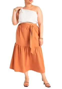 ELOQUII Women’s Plus Size Wrap Waist Maxi Skirt