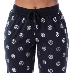 Marvel Women's Avengers Silver Foil Logo 2 Piece Jogger Pajama Set Black -Women Store GUEST 31f5f48e b7a7 476f a4fc c12118d3bcba