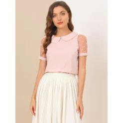 Allegra K Women's Vintage Peter Pan Collar Puff Polka Dots Mesh Short Sleeve Blouse 14 Allegra K Women's Vintage Peter Pan Collar Puff Polka Dots Mesh Short Sleeve Blouse -Women Store GUEST 33529ea1 3f74 4462 b849 b3bd809d2a7a