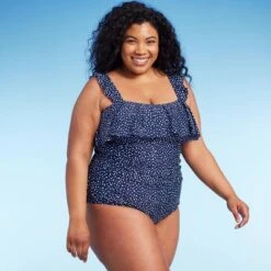 Women's Polka Dot Ruffle Shoulder One Piece Swimsuit - Kona Sol™ Navy Blue 9 Women's Polka Dot Ruffle Shoulder One Piece Swimsuit - Kona Sol™ Navy Blue -Women Store GUEST 33bd4474 0db9 44ce bf88 2727fab579bc