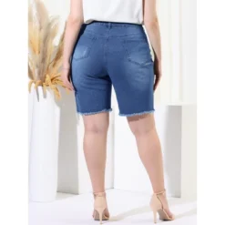 Agnes Orinda Women's Plus Size Denim Shorts Mid Rise Ripped Frayed Bermuda Jean Shorts -Women Store GUEST 349a4590 927d 4ded 91d0 b7e1f2a5cbae