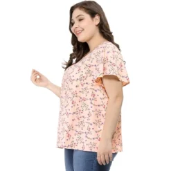 Agnes Orinda Women's Plus Size Keyhole Floral Chiffon Flared Sleeve Summer Trendy Peasant Tops -Women Store GUEST 3548a18f f153 4b9c bf51 9d0038772c94
