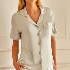 Womens Soft Knit Jersey Pajamas Lounge Set, Short Sleeve Top And Shorts With Pockets -Women Store GUEST 35b314fd af7c 404d bf86 c5db0b779862