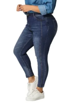 Agnes Orinda Women's Plus Size Mid Rise Stretch Washed Skinny Denim Jeans -Women Store GUEST 36ebdffa ae82 412f 9cc7 d33d29af5865
