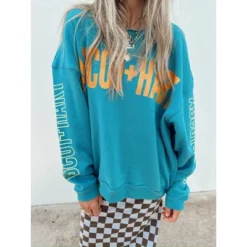 Women's Ascot + Hart Graphic Pullover Sweatshirt - Blue -Women Store GUEST 38e2f693 a1a3 4405 af2f 1d57bb04e223