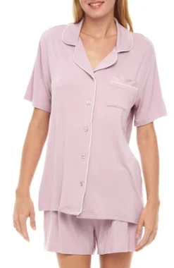 Womens Soft Knit Jersey Pajamas Lounge Set, Short Sleeve Top And Shorts With Pockets -Women Store GUEST 39d3eefd 37da 439c ad86 744139d671b2