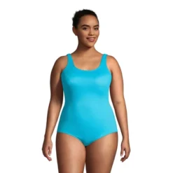 Lands' End Women's Long Chlorine Resistant Scoop Neck Soft Cup Tugless Sporty One Piece Swimsuit -Women Store GUEST 3aa3d5bb ab24 433d bf65 a05fa9d3e364