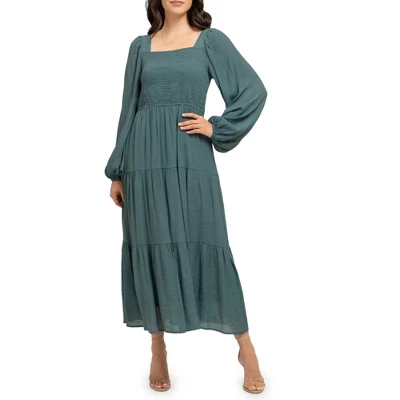 August Sky Women's Long Sleeve Smocked Midi Dress 6 August Sky Women's Long Sleeve Smocked Midi Dress - Image 4