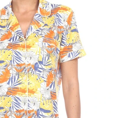 Women's Tropical Print Pajama Set - White Mark 6 Women's Tropical Print Pajama Set - White Mark - Image 4