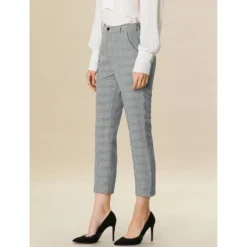 Allegra K Women's Plaid High Waist Elastic Back Office Work Ankle Pants -Women Store GUEST 3d31f0db 9324 4493 b6cf f58e70f12535