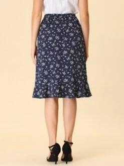 Allegra K Women's Floral Ruffle Elastic High Waist Button Flowy Split Midi Skirt -Women Store GUEST 3f2525b3 547c 462e abd4 9f8f37ccd5d5