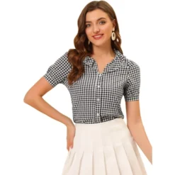 Allegra K Women's Plaid Gingham Puff Sleeve Ruffle Peter Pan Collar Shirt 17 Allegra K Women's Plaid Gingham Puff Sleeve Ruffle Peter Pan Collar Shirt -Women Store GUEST 3f4acf4d 5f62 4b98 a507 5da2820e4187