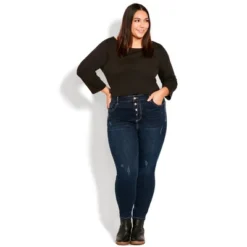 Women's Plus Size Serendipity Zip Jean - Dark Wash | EVANS -Women Store GUEST 3fd304ea 5d4e 4522 865e acec633c89de
