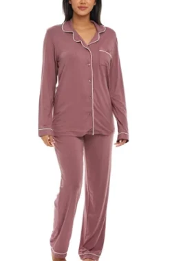Women's Soft Knit Jersey Pajamas Lounge Set, Long Sleeve Top And Pants With Pockets -Women Store GUEST 3ff74e15 5965 4fbb 9e9b 0e34250ef36c