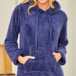 Women's Soft Plush Sweatshirt Robe, Long Hooded Fleece Loungewear -Women Store GUEST 3ffb9e32 56b1 416b b443 9ac8ed8c9505