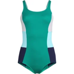 Lands' End Women's Long Chlorine Resistant Scoop Neck Soft Cup Tugless Sporty One Piece Swimsuit -Women Store GUEST 40a1c281 a469 41cb 980c c2a65f8bd323
