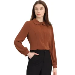 Allegra K Women's Work Peter Pan Collar Long Sleeve Button Down Shirt 31 Allegra K Women's Work Peter Pan Collar Long Sleeve Button Down Shirt -Women Store GUEST 415f2c4b 03bf 4406 b0bf 642779682e48