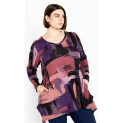 Women's Plus Size Eva Hacci Tunic - Berry | AVENUE -Women Store GUEST 441c4bc0 e6b7 4887 9d69 74dde2f1c1f0