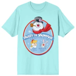 Frosty The Snowman Oval Art With Characters And Title Logo Women's Celadon Graphic Tee -Women Store GUEST 465fc505 5239 4aa8 8ee1 c46a89f74002