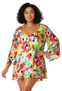 Anne Cole Plus - Women's Flounce V Neck Tunic Swimsuit Cover Up -Women Store GUEST 46793fc4 db5b 44a5 a5f1 17c13646ceac