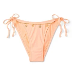 Women's Flower Chain Detail Side-Tie Scoop Cheeky High Leg Bikini Bottom - Wild Fable™ Peach -Women Store GUEST 478604a4 5671 4eb9 b708 53080202b078