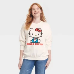 Women's Hello Kitty Cozy Graphic Sweatshirt - White -Women Store GUEST 4817e297 9f5a 44bd a766 34fcaaa45893