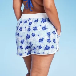 Women's 4" Inseam High Waist Lace-Up Board Shorts - Wild Fable™ Blue Floral Print -Women Store GUEST 4841448b 5f4d 4c2b 9e59 df0fb52bc458