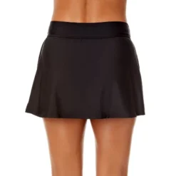 Anne Cole - Women's Black Banded Side Slit Skirt Swim Bottom