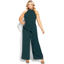 Women's Plus Size Class Halter Jumpsuit - Emerald | CITY CHIC -Women Store GUEST 4ad7ac10 2efa 4a02 bd14 95aa037cfd46