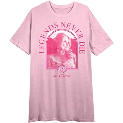 White Lotus Tanya McQuoid Pink Screenshot Legends Never Die Crew Neck Short Sleeve Pink Heather Women's Night Shirt 4 White Lotus Tanya McQuoid Pink Screenshot Legends Never Die Crew Neck Short Sleeve Pink Heather Women's Night Shirt - Image 2