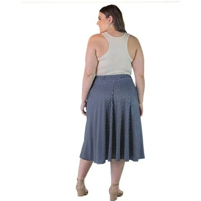 Plus Size Polka Dots Print With Pockets Skirt 3 Plus Size Polka Dots Print With Pockets Skirt