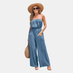 Women's Cotton Smocked Tube Jumpsuit - Cupshe -Women Store GUEST 4f220196 f5c4 4105 a629 0a55afe837bf