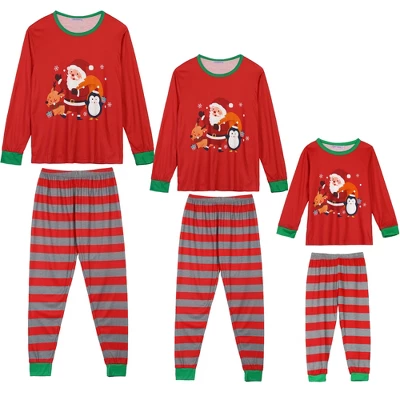 Cheibear Christmas Matching Long Sleeve Striped Pants Snowman Tee Family Pajama Set 7 Cheibear Christmas Matching Long Sleeve Striped Pants Snowman Tee Family Pajama Set - Image 5