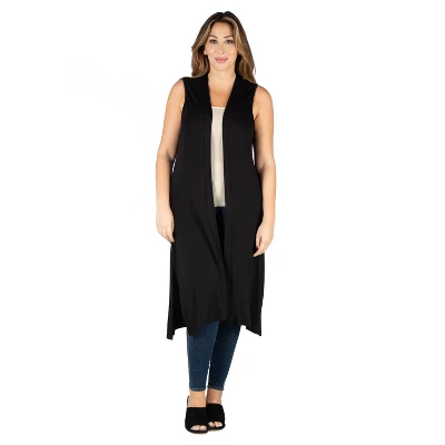 24seven Comfort Apparel Women's Plus Long Sleeveless Vest 5 24seven Comfort Apparel Women's Plus Long Sleeveless Vest - Image 3