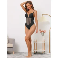 Allegra K Women's Mesh Panel Tummy Control Sculpting Leotard With Adjustable Straps 12 Allegra K Women's Mesh Panel Tummy Control Sculpting Leotard With Adjustable Straps -Women Store GUEST 50143167 904e 4b84 b7db d8e93dcdc7db