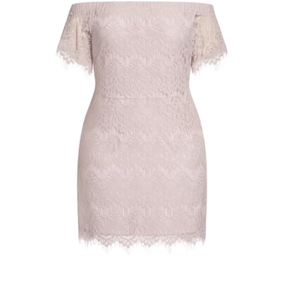 Women's Plus Size Lace Off Shoulder Dress - Soft Blush | CITY CHIC 4 Women's Plus Size Lace Off Shoulder Dress - Soft Blush | CITY CHIC - Image 2