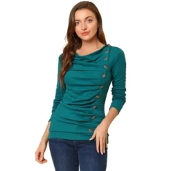 Allegra K Women's Cowl Neck Long Sleeves Buttons Decor Ruched Top 39 Allegra K Women's Cowl Neck Long Sleeves Buttons Decor Ruched Top -Women Store GUEST 504cfa84 e13f 4999 893c 466f9a33177d