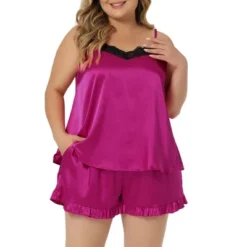 Agnes Orinda Women's Plus Size Polka Dots Sleep Short Satin Lace Trim Camisole Pajamas Set -Women Store GUEST 506295f5 c244 470e af47 062574206eac