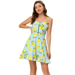 Allegra K Women's Floral Ruffle Bow Knot Mini Sundress Lemon Spaghetti Strap Dress 21 Allegra K Women's Floral Ruffle Bow Knot Mini Sundress Lemon Spaghetti Strap Dress -Women Store GUEST 50b439f4 2e2b 4480 a359 8ce876d7a7b3