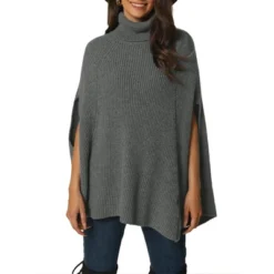 Seta T Women's Spring Fall Fashion Turtleneck Ribbed Knit Cape Sweater -Women Store GUEST 50c1a3df 234a 4bbb b6a3 dfb534994862