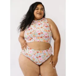 Lime Ricki Women's Painted Floral Cross-Back Crop Top -Women Store GUEST 50e6459e 7c8e 4632 b8a0 a2405658fe2d