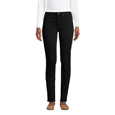 Lands' End Women's Tall Mid Rise Straight Leg Jeans - Black 5 Lands' End Women's Tall Mid Rise Straight Leg Jeans - Black - Image 3
