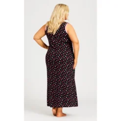 Women's Plus Size Cozy Nights Maxi Sleep Dress - Black | AVENUE