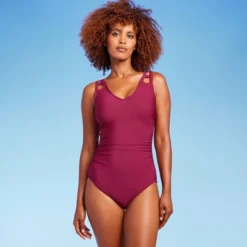 Women's Cut Out Strap One Piece Swimsuit - Aqua Green® Dark Red -Women Store GUEST 53a9f866 60e1 4e28 9c4b 851bab2af351